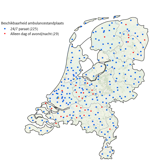 Kaart NL locaties ambulancestandplaatsen 2022