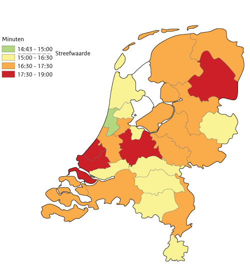 Responstijd A!-inzetten 2022 | Kaart NL